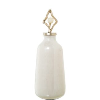 Jarrón Decorativo Cristal C/ Tapa Aluminio Ø19x53cm