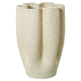 Jarrón Fibra De Vidrio Crema Billo Acabado Cemento 30,5x30,5x46cm