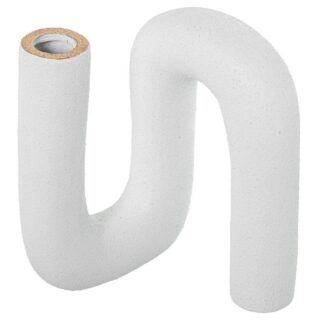 Jarrón Forma De U 28cm Cerámica Blanco Arena/oro 26x15x28cm