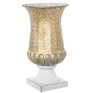 Jarrón Metal Copa Dorado C/pie Blanco Ø43,5x75cm