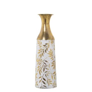 Jarrón Metal Dorado/blanco Ø17x54cm