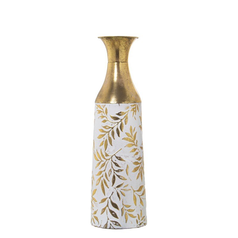Jarrón Metal Dorado/blanco Ø17x54cm