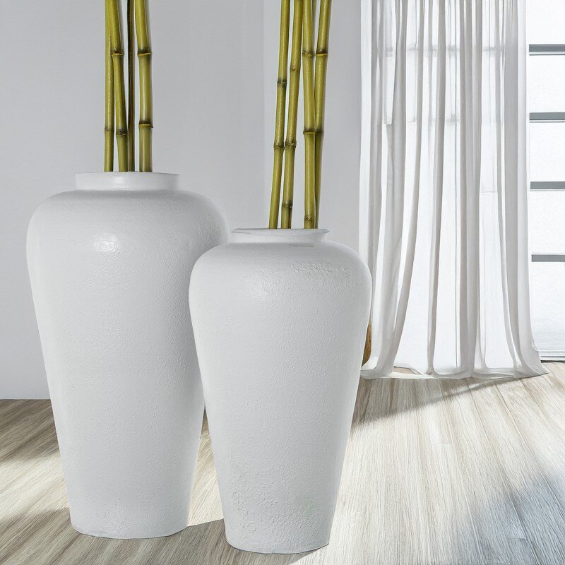 Jarrón Metal Hierro Blanco Ø43x78cm - Image 2