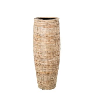 Jarrón Metal Hierro Decorado Mimbre Ø26x73cm