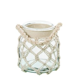 Jarrón/ Portavelas Cristal 16cm C/cuerda Ø15x16cm