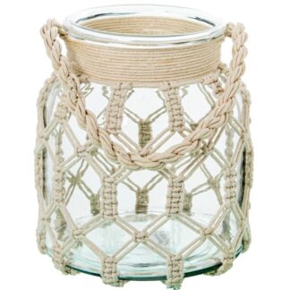 Jarrón/ Portavelas Cristal 23cm C/cuerda Ø20x23cm