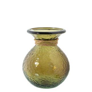 Jarrón Vidrio Reciclado 19cm Marrón C/enea Ø14x19cm
