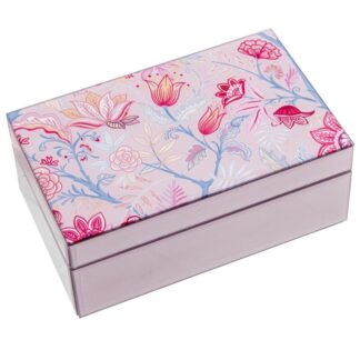 Joyero Cristal Rosa Flores 21x13x8,5cm