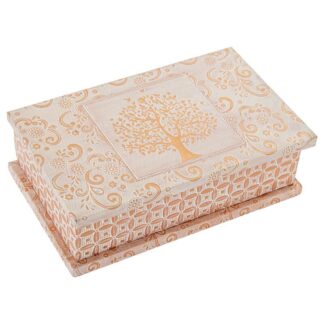 Joyero Metal Blanco/oro Árbol De La Vida 20x13x6,5cm