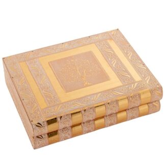 Joyero Metal Blanco/oro C/espejo Árbol De La Vida 27x21x7cm