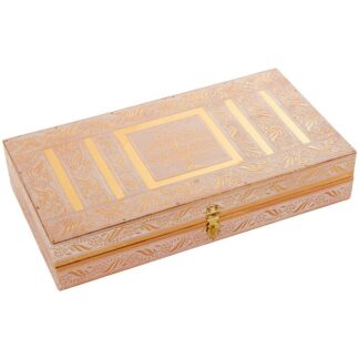 Joyero Metal Blanco/oro C/espejo Árbol De La Vida 38x20x8cm
