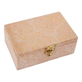 Joyero Metal Blanco/oro Deco. Arabescos 15x10x6cm