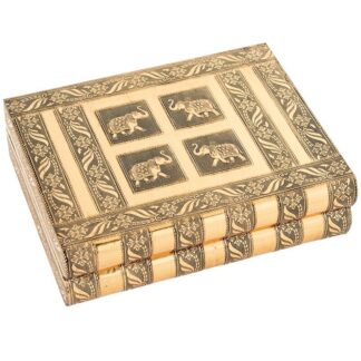 Joyero Metal Dorado C/espejo Deco. Elefante 27x21x7cm