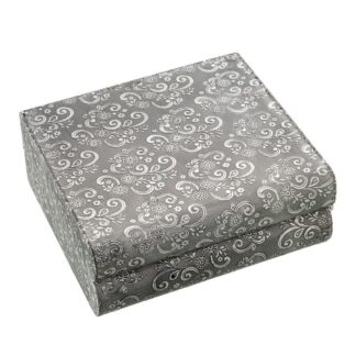 Joyero Metal Plateado C/espejo Deco. Arabescos 23x19x9cm