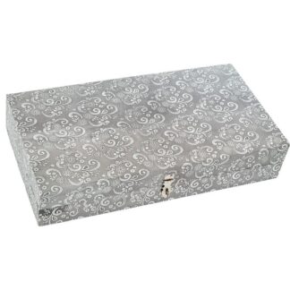 Joyero Metal Plateado C/espejo Deco. Arabescos 38x20x8cm