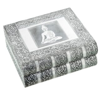 Joyero Metal Plateado C/espejo Deco. Buda 23x19x9cm