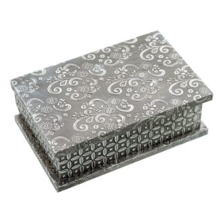Joyero Metal Plateado Deco. Arabescos 20x13x6,5cm
