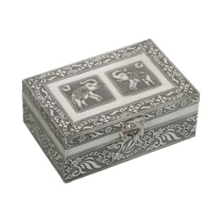 Joyero Metal Plateado Deco. Elefante 15x10x6cm