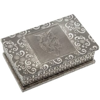 Joyero Metal Plateado Deco. Elefante 20x13x6,5cm