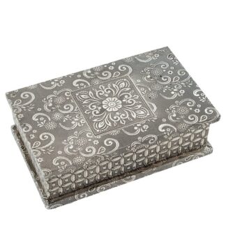 Joyero Metal Plateado Deco. Flor 20x13x6,5cm