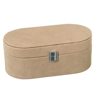 Joyero Polipiel C/espejo Beige C/cierre 25.5x13x10cm
