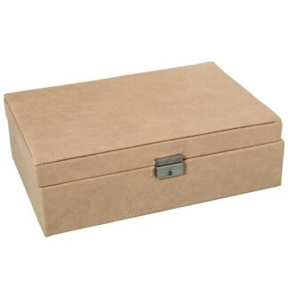 Joyero Polipiel C/espejo Beige C/cierre 30x20x9.5cm