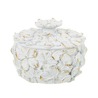 Joyero Resina Blanca/dorada Ø10x7,5cm