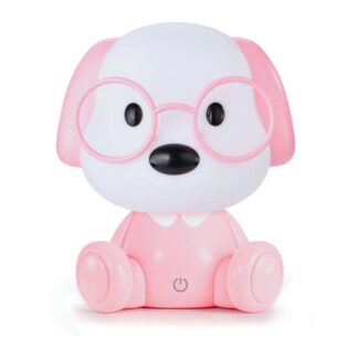 Lámpara Led Sobremesa Perro Rosa, Alimentación Usb 18x15x20cm, Abs+pp