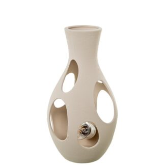 Lámpara Sobremesa Cerámica 34cm Beige Rugoso 18x18x34cm