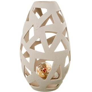 Lámpara Sobremesa Cerámica 50cm Beige Rugoso 29x29x50cm