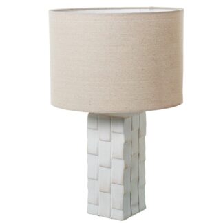 Lámpara Sobremesa Cerámica Blanca, 1xe27 Max.40w Ø32x50cm Base:11x11x25,5cm