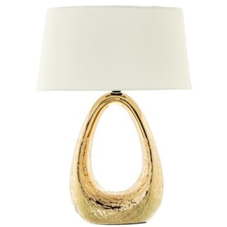Lámpara Sobremesa Cerámica Dorada+52561 1xe27 Max40w, No Inc 38x24x54cm, Base: 41cm Alto