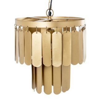 Lámpara Techo Láminas De Hierro Dorado, 1xe27 Max.25w No Inc 30x30x32cm, Cable: 100cm