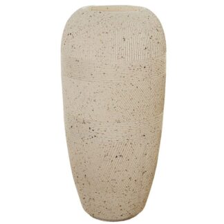 Macetero 102cm Fibra De Vidrio Estriado Crema Ø50x102cm Hueco:ø27x25cm