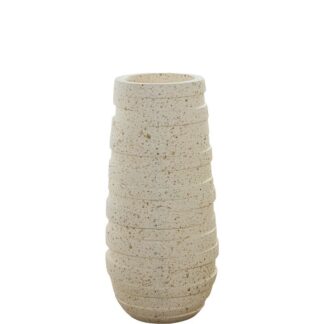 Macetero 80cm Fibra De Vidrio Crema Efecto Piedra Ø38x80cm Hueco:ø23x20cm