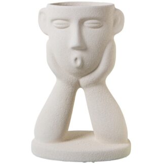 Macetero Cabeza C/brazos Cerámica Beige Arena 22x15x34cm