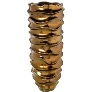 Macetero Cerámica 80cm Dorado Cuero Ø32x80cm Hueco:ø20x20cm