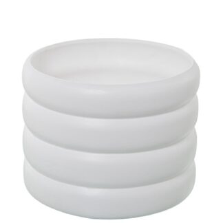 Macetero Cerámica Ondulado Blanco Mate Ø25x20cm