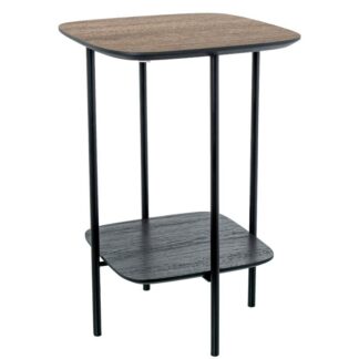 Mesa Auxiliar Acabado Madera Patas Metal Negro 40x40x60cm
