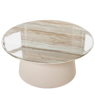 Mesa Auxiliar Cerámica Pulida+dm C/base Hierro +92306 Ø80x38cm