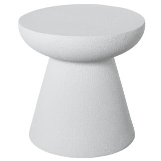 Mesa Auxiliar Fibra De Vidrio Blanco Acabado Cemento 40x40x41cm