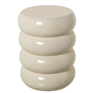 Mesa Auxiliar Fibra De Vidrio Crema Brillo 35x35x46cm