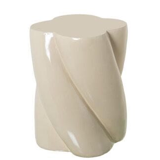 Mesa Auxiliar Fibra De Vidrio Crema Brillo 36x36x40cm