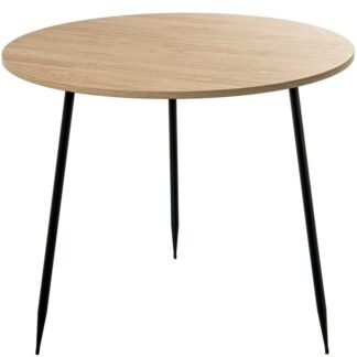Mesa Auxiliar Madera Natural C/patas Metal Negro Ø60x50cm