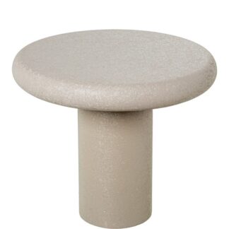 Mesa Auxiliar Metal Beige Mate Rugoso Ø40x35cm Base:ø15cm