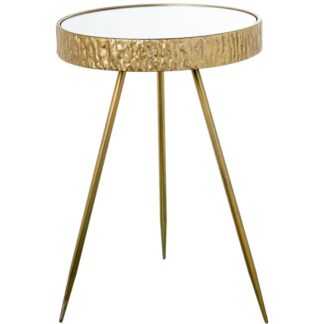 Mesa Auxiliar Metal Dorado C/superficie Espejo Ø40x59cm