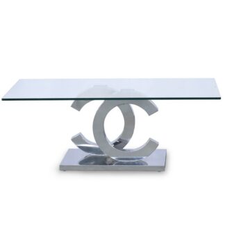 Mesa Centro Cristal Acero Brillo+90968+90969 120x65x45cm Cristal Temp:12mm