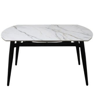 Mesa Comedor Extensible Piedra Sinterizada C/patas Metal 85-135x135x75cm