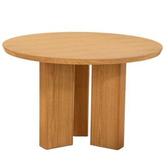 Mesa Comedor Madera Dm+chapa De Fresno Color Roble +92340 Ø120x76cm