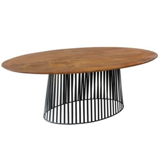 Mesa Comedor Ovalada Madera Mango Cl. Nogal Pie Metal +92318 200x100x75cm Grosor Tabl:28mm
